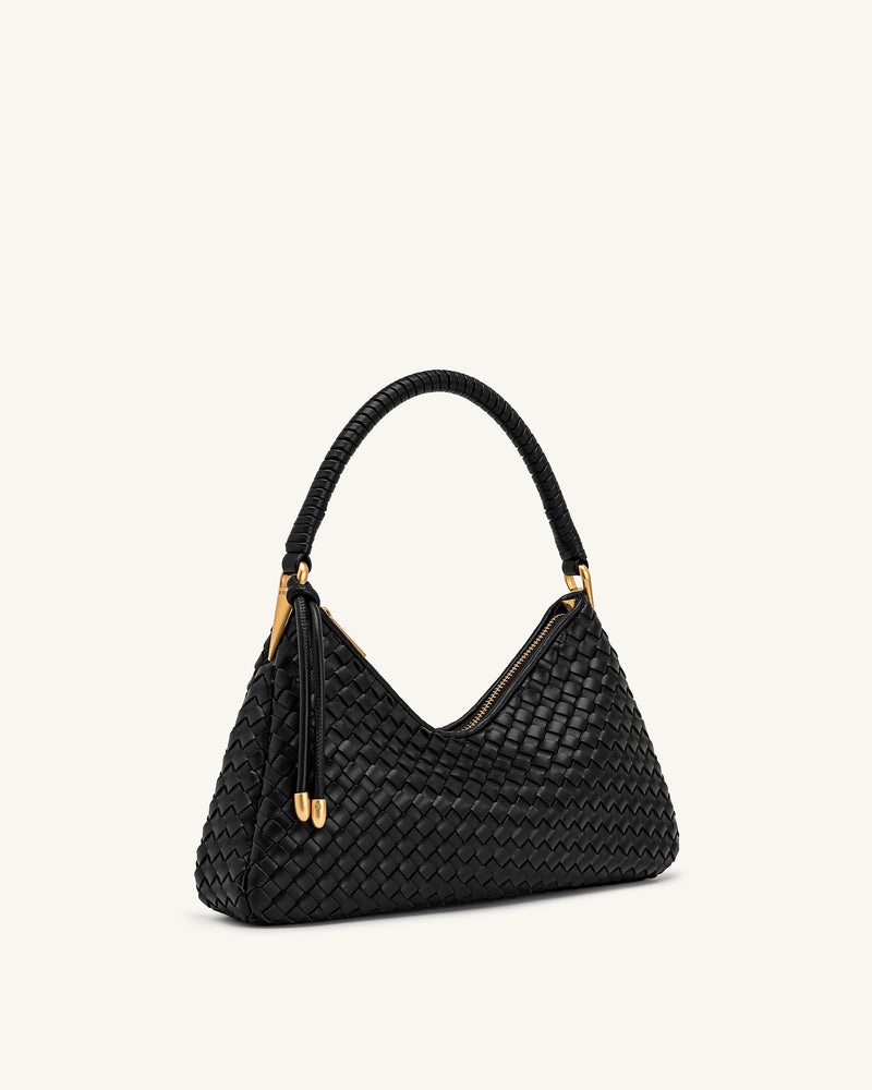 Lorena Woven Shoulder Bag - Black