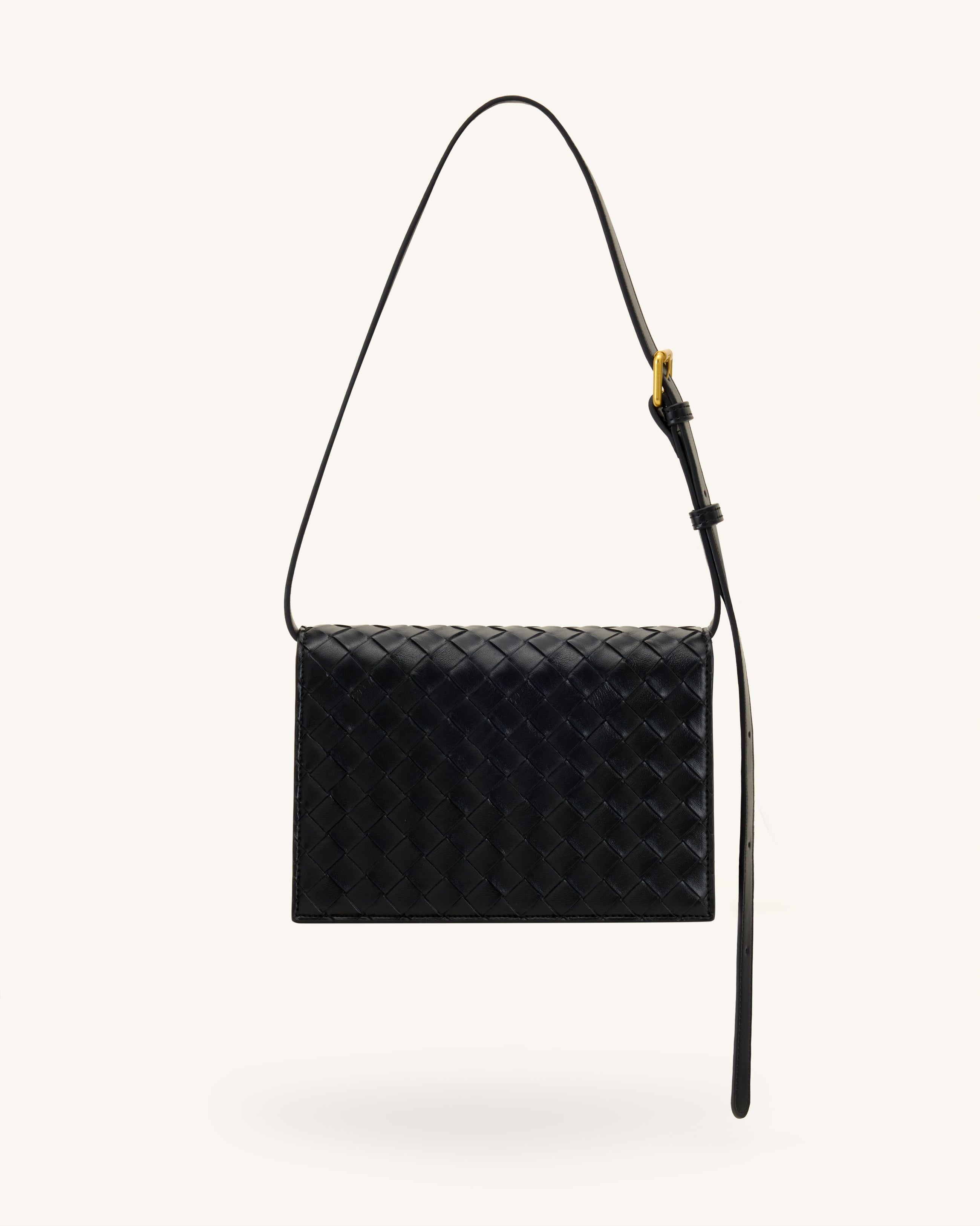 Clio Woven Textured Envelope Crossbody Bag - Black