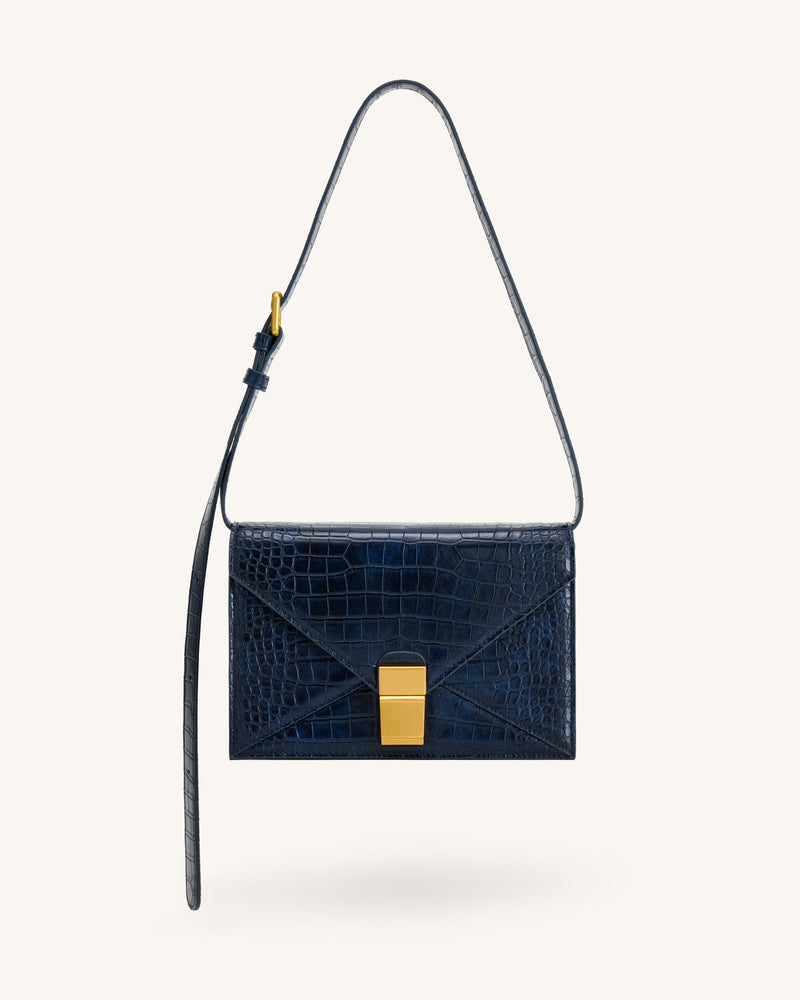 Clio Envelope Crossbody Bag - Navy Croc