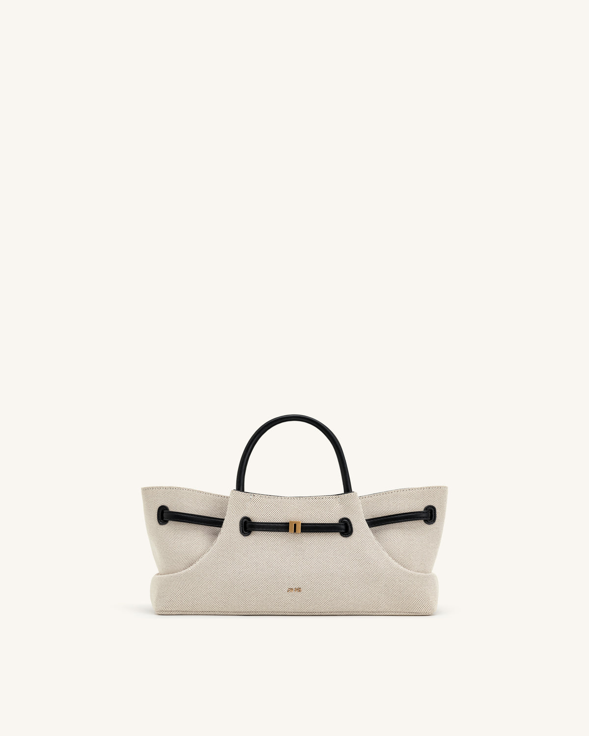 Maeve Dachshund Metal Charm Tote Bag - Black Canvasa