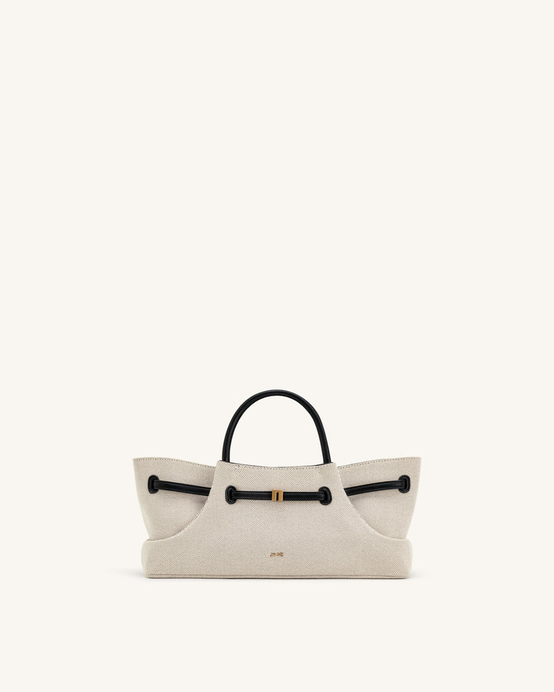 Maeve Dachshund Metal Charm Tote Bag - Black Canvasa