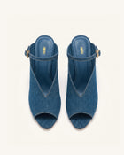 Alivia Gold Metal Peep-Toe Heels - Denim Blue