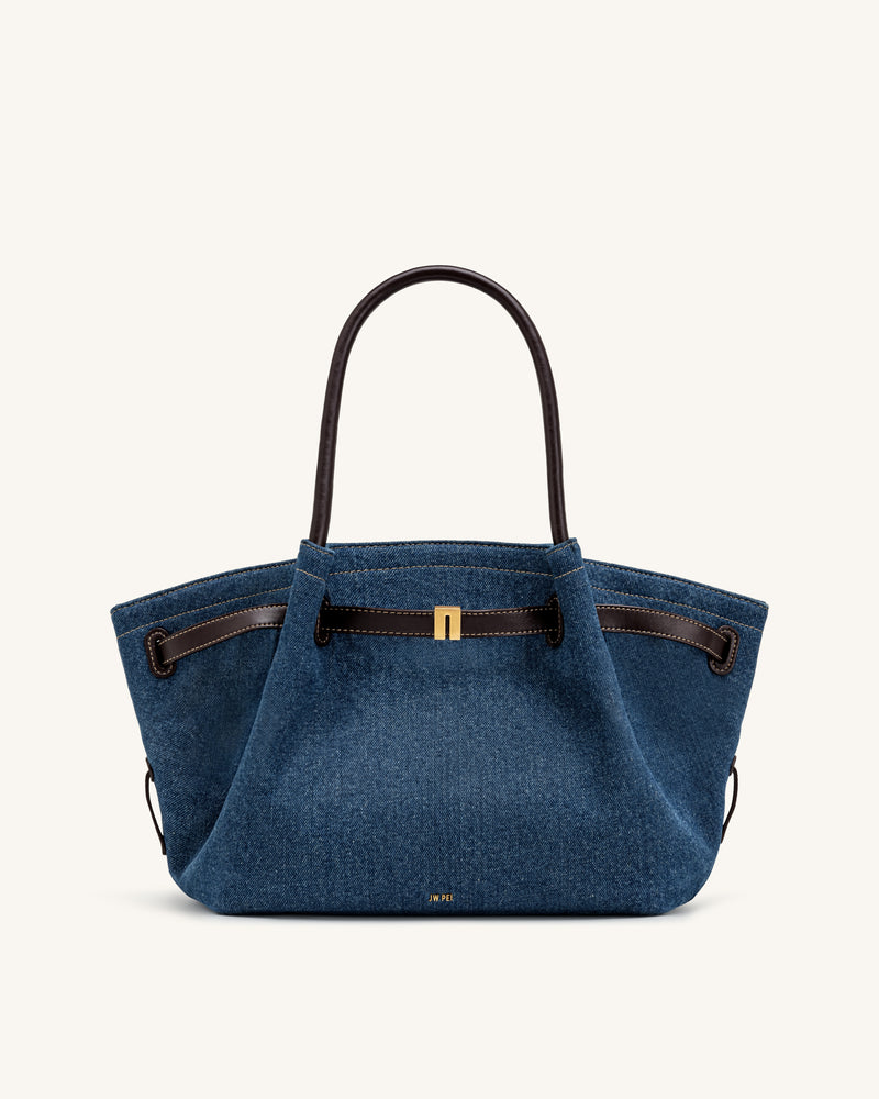 Hana Medium Denim Tote Bag - Blue Denim