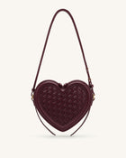 Arlene Woven Heart Shape Crossbody Bag - Deep Burgundy