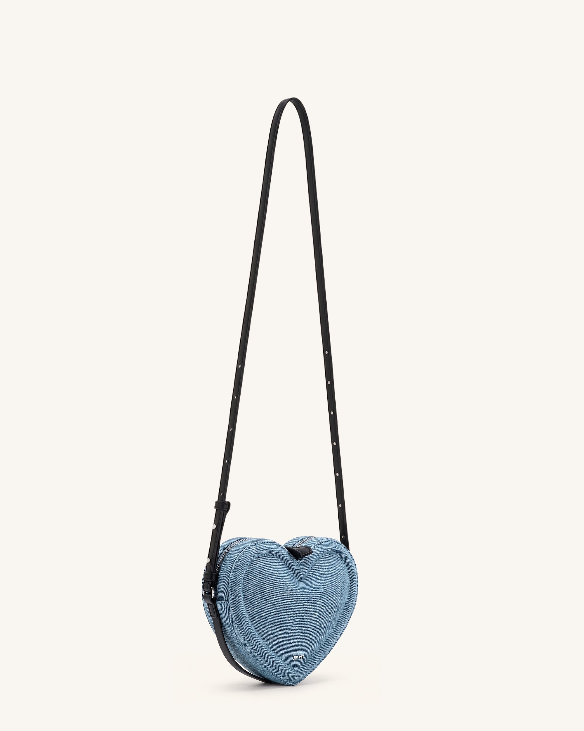 Arlene Heart Shaped Crossbody Bag - Light Blue Denim