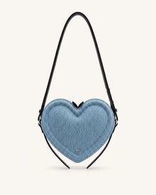 Arlene Heart Shaped Crossbody Bag - Light Blue Denim
