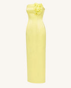 Orchid Embellished Strapless Maxi Dress - Yellow