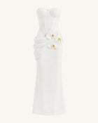 Orchid Embellished Corset Maxi Dress - White
