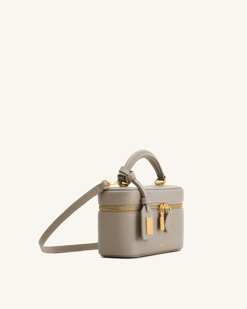 Cleo Box Shape Top Handle Bag - Taupe