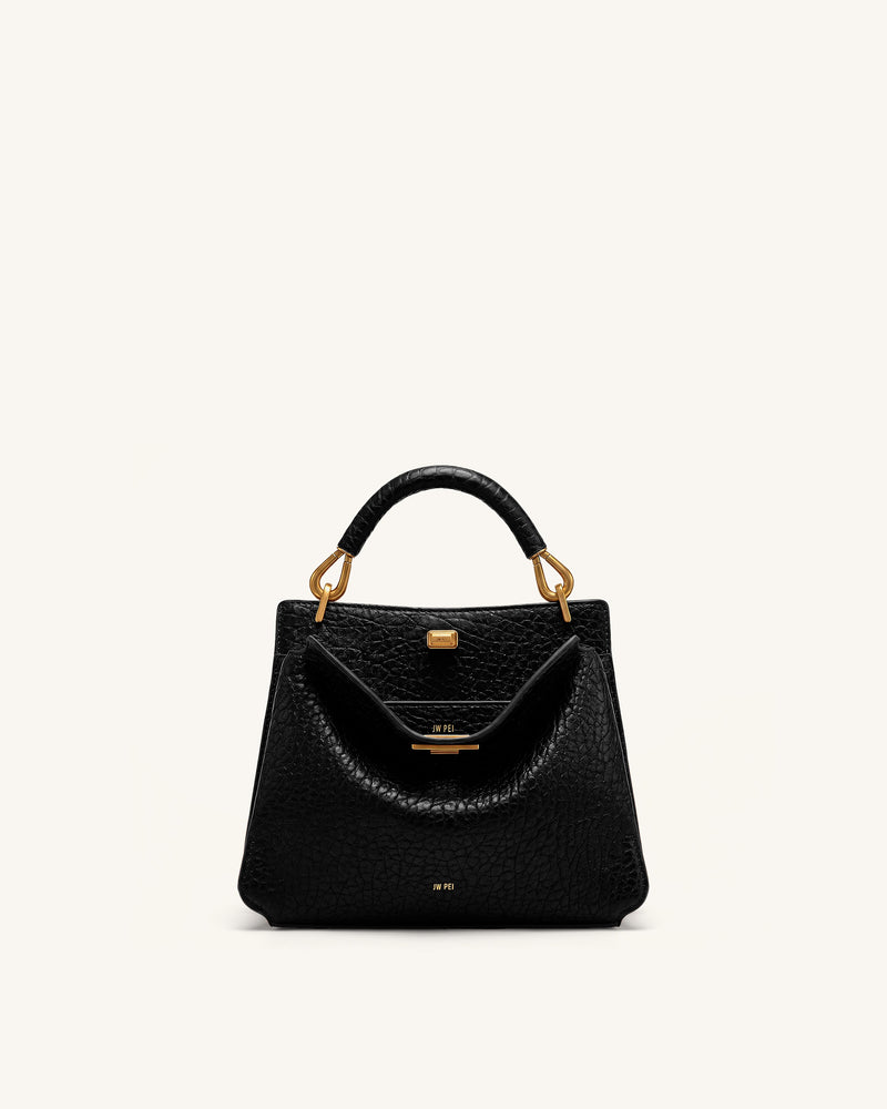 Lucia Elephant-Effect Top Handle Bag - Black