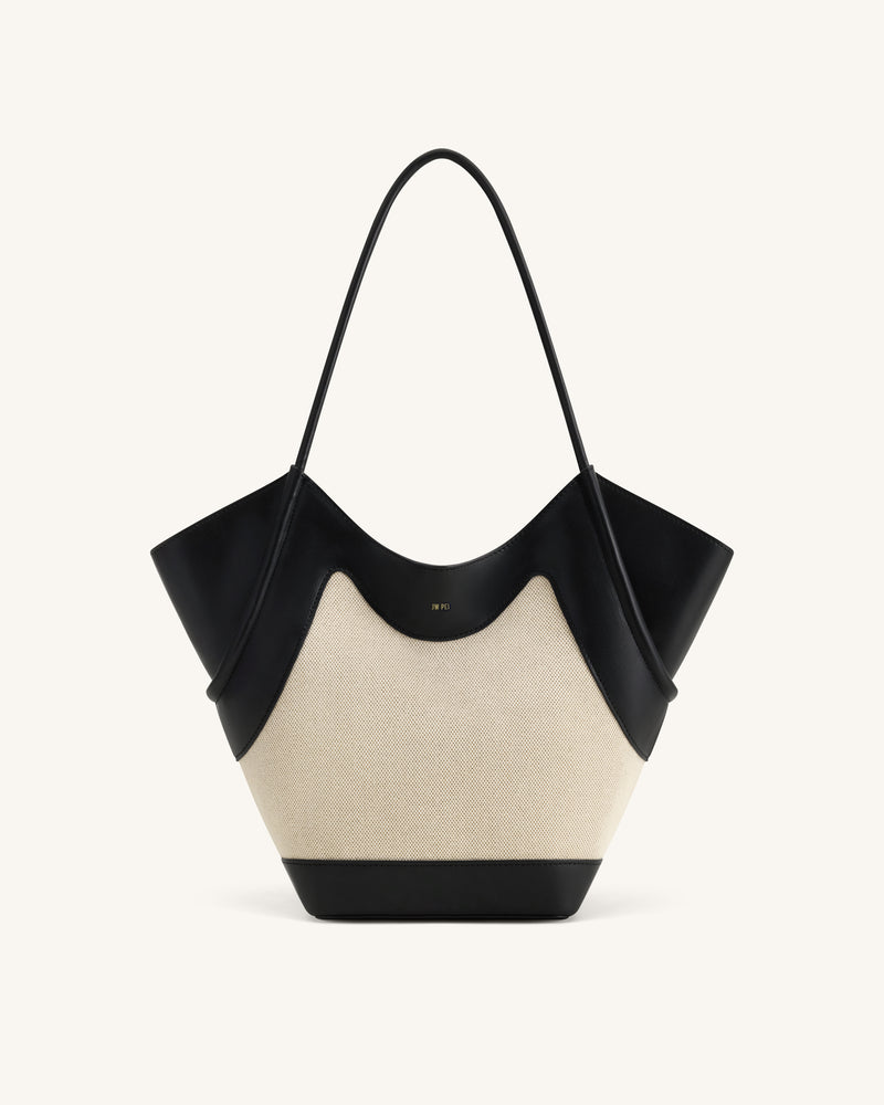 Maribel Panel Tote Bag - Black Canvas