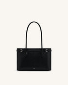 Camille Buckle Strap Tote Bag - Black