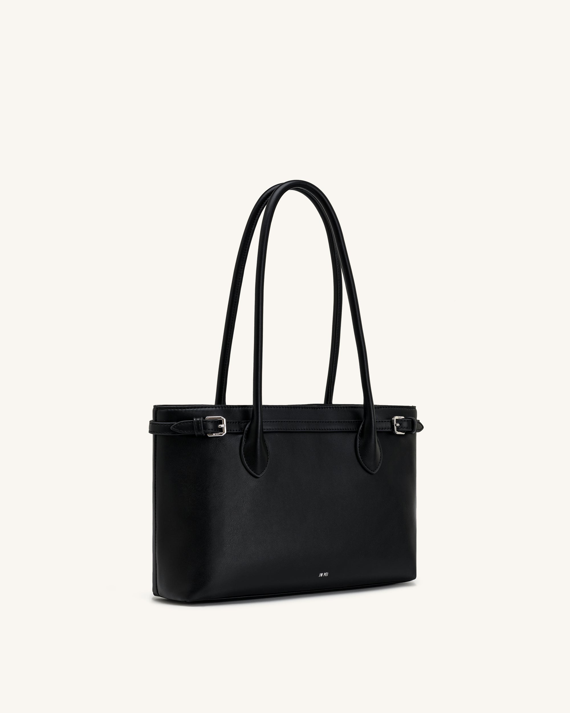 Camille Buckle Strap Tote Bag - Black