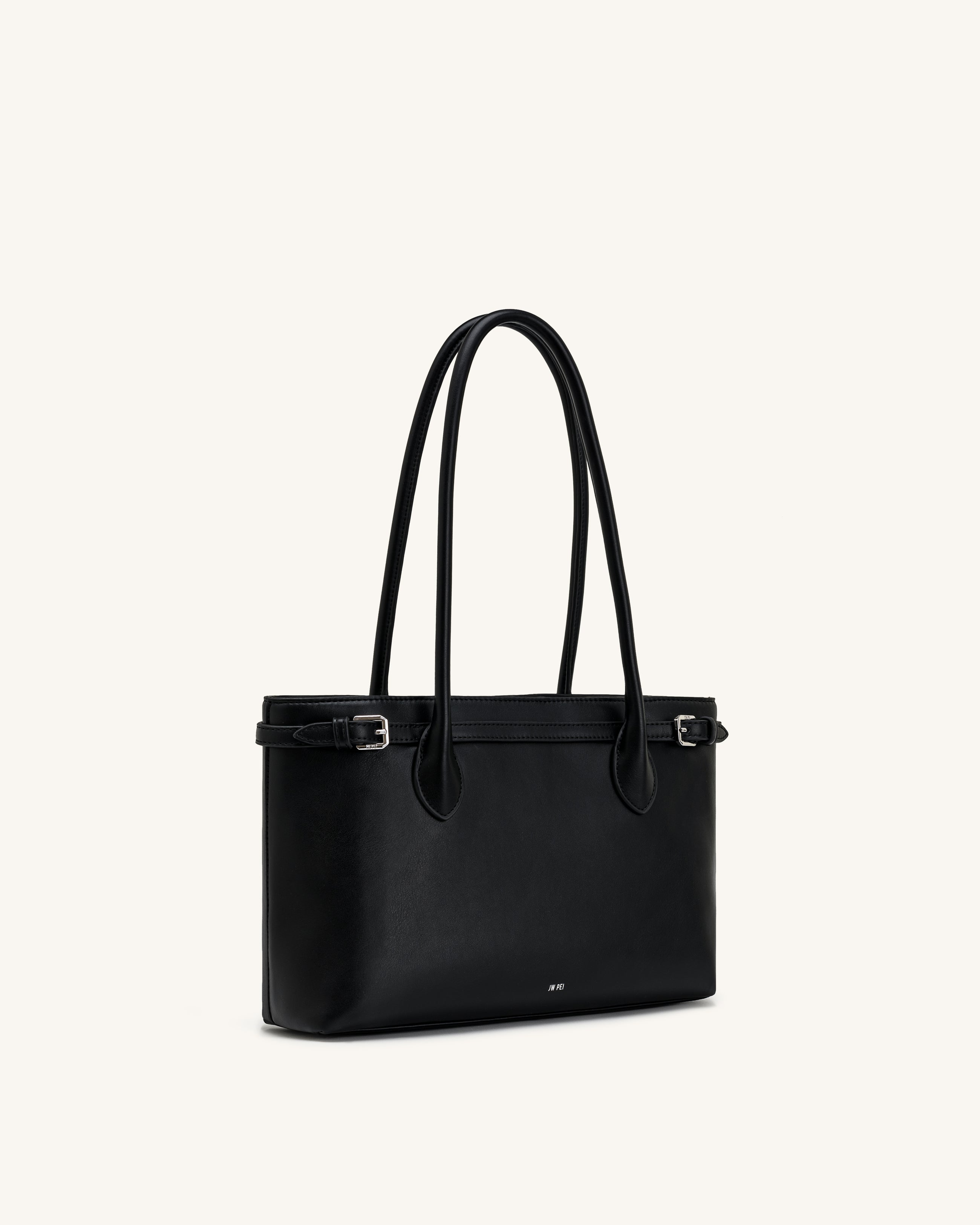 Camille Buckle Strap Tote Bag - Black