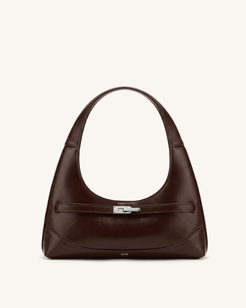 Noelle Belted Shoulder Bag - Dark Brown