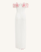 Flower Embroidered Off-Shoulder Maxi Dress - Ivory