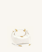 Ellie Metal Ring Embellished Top Handle Bag - Off White