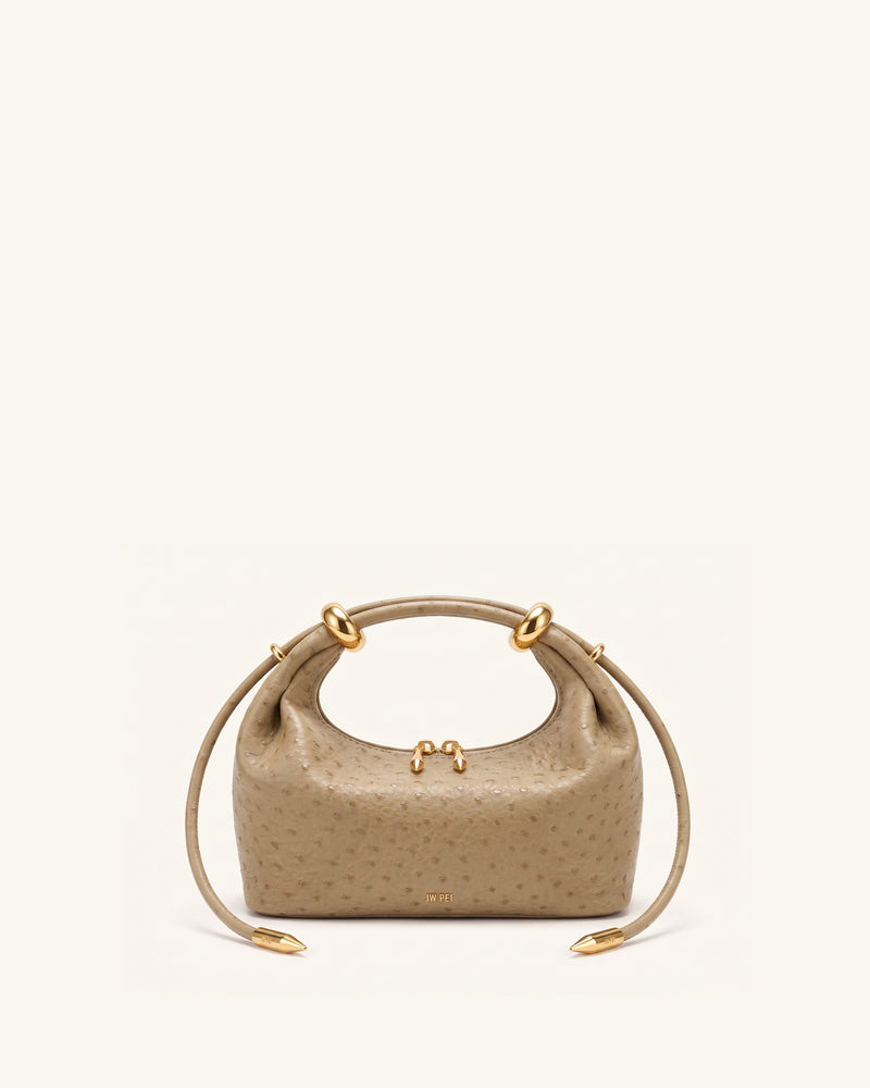 Ellie Metal Ring Embellished Top Handle Bag - Brown Apricot