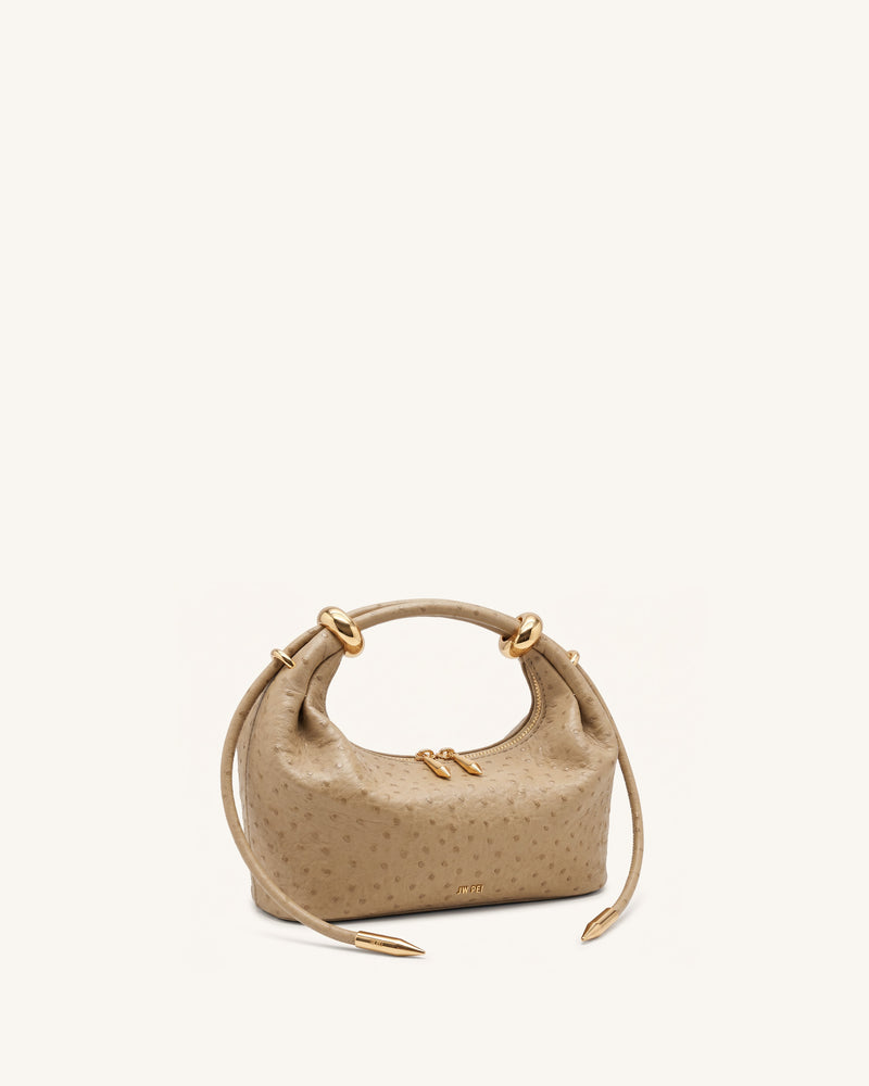 Ellie Metal Ring Embellished Top Handle Bag - Brown Apricot