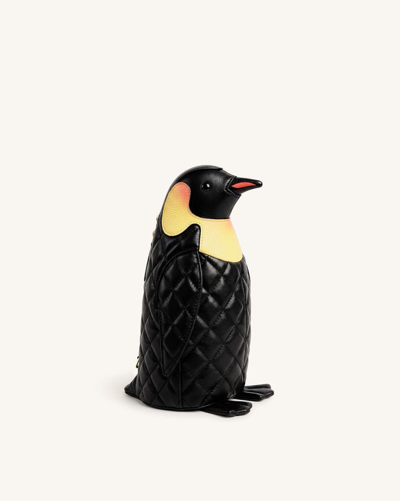 Pia Penguin Quilting Crossbody Bag - Black