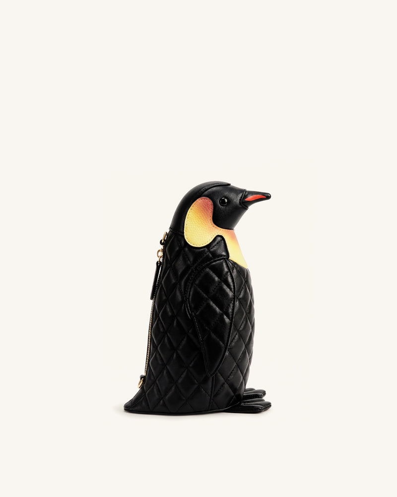 Pia Penguin Quilting Crossbody Bag - Black