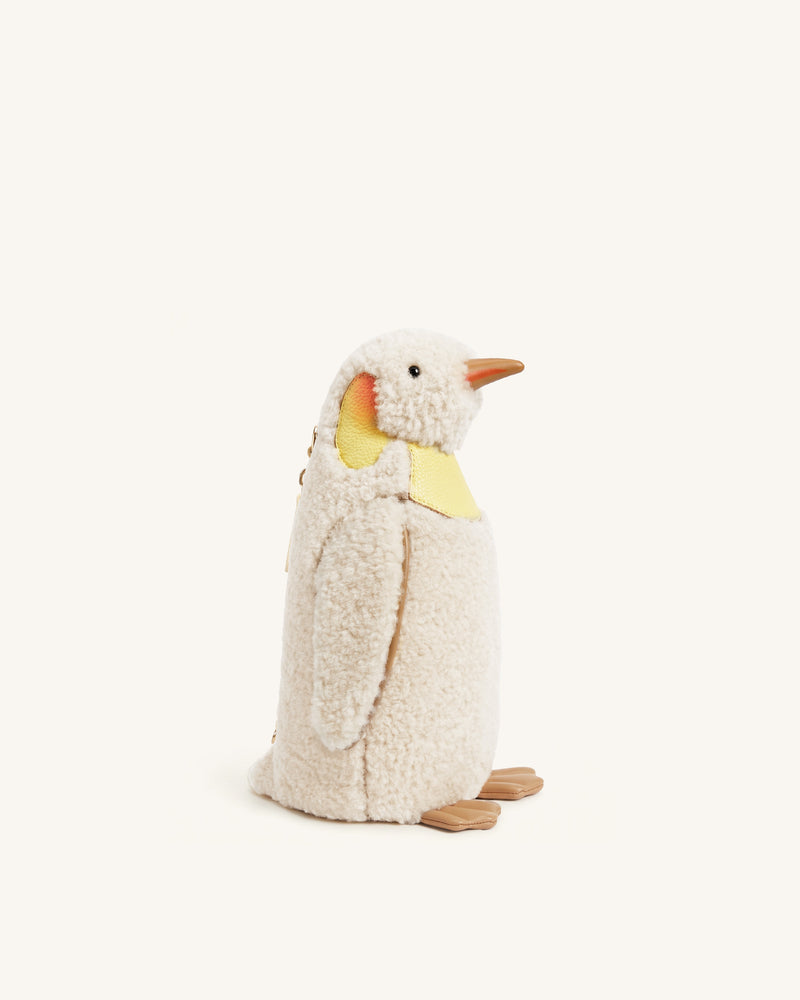 Pia Penguin Faux Fur Crossbody Bag - Off White