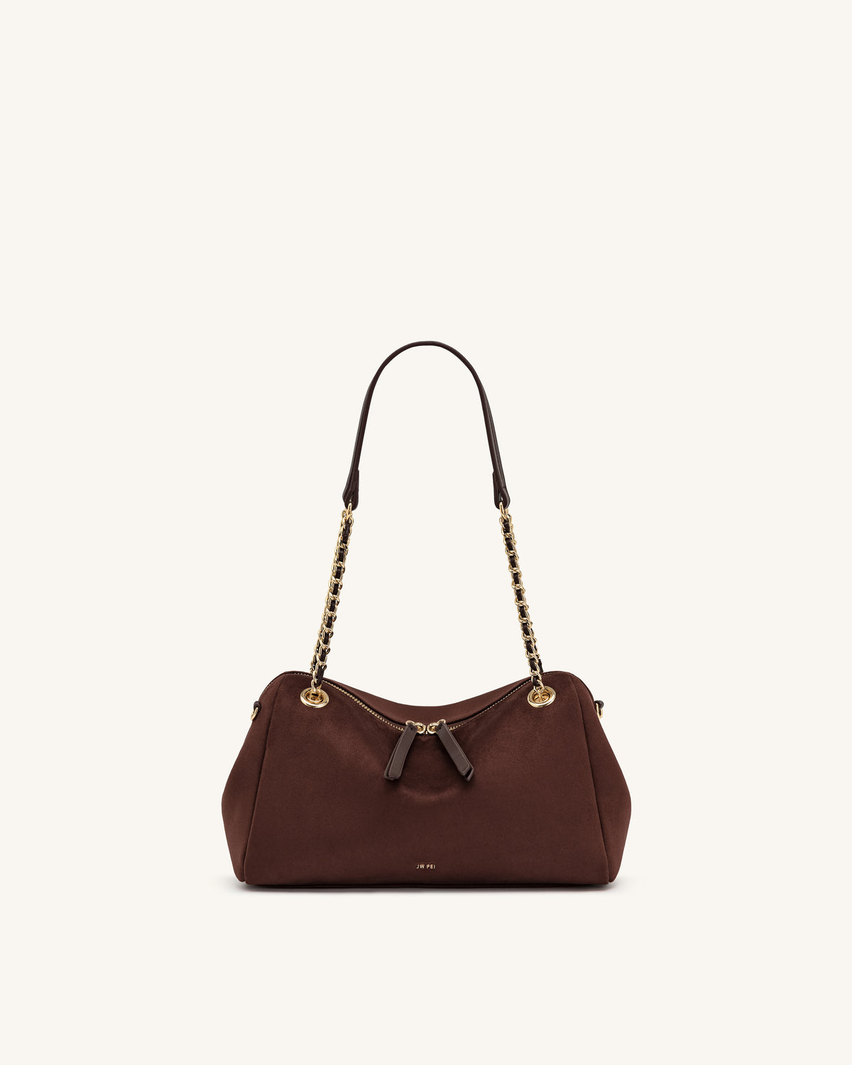 Mireya Faux Suede Chain Shoulder Bag - Dark Brown