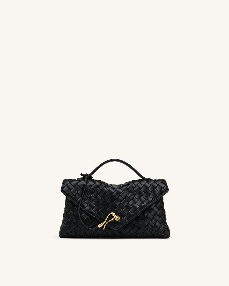 Celeste Woven Envelope Bag - Black