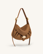 Avery Faux Suede Draped Hobo Bag - Camel