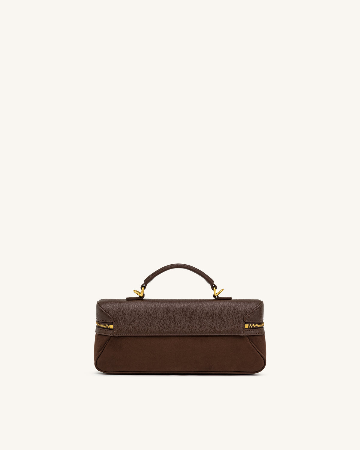 Cleo Faux Suede Vanity Bag - Dark Brown