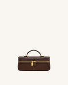 Cleo Faux Suede Vanity Bag - Dark Brown