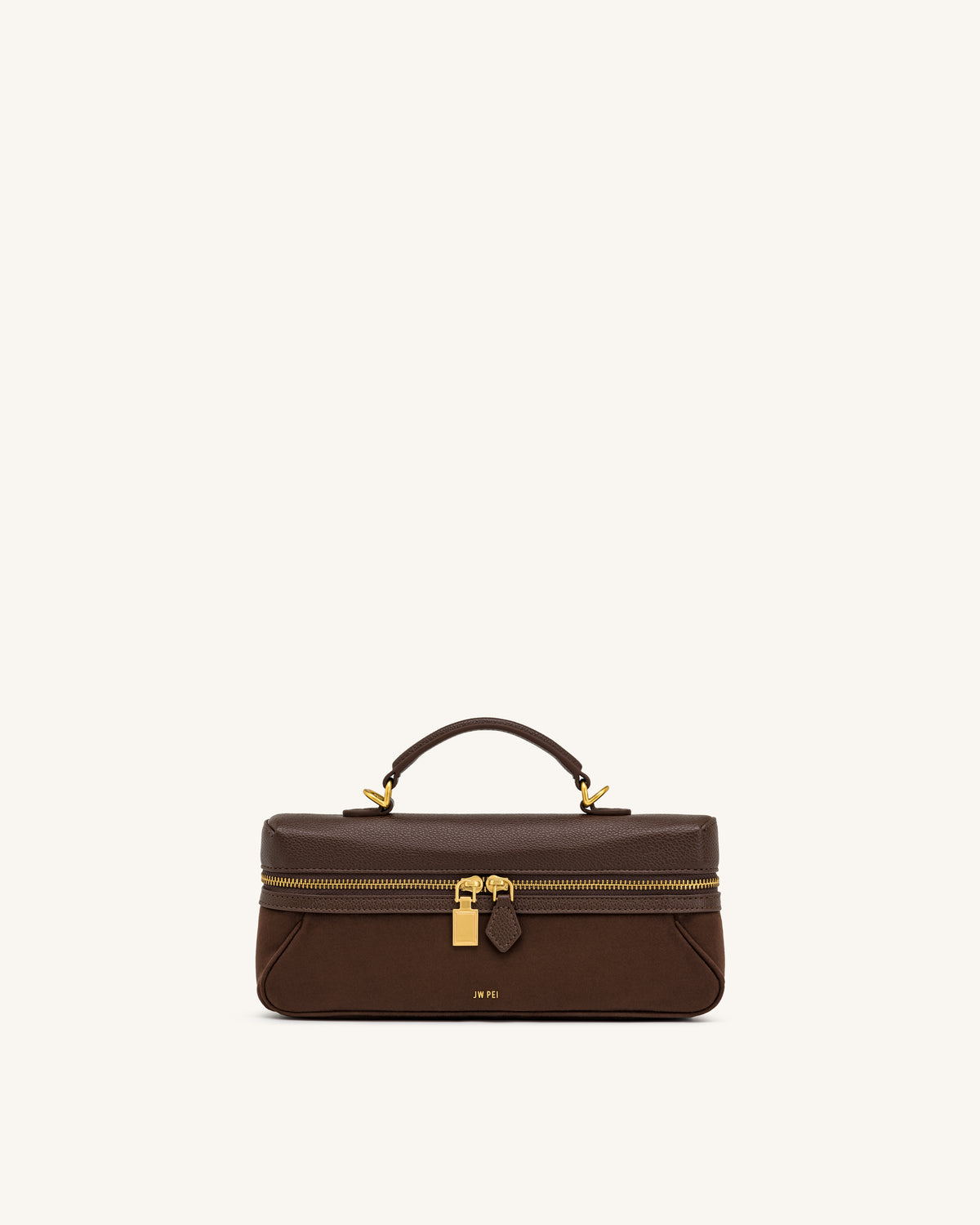 Cleo Faux Suede Vanity Bag - Dark Brown