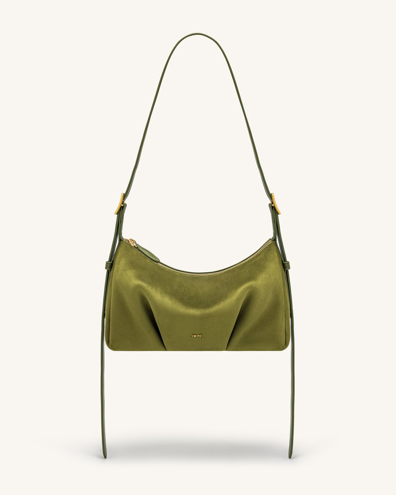 Loriette Faux Suede Crossbody Bag - Olive Green
