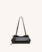 Naomi Curved Shoulder Bag - Black Croc