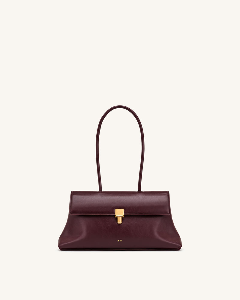 Selene Lock Flap Shoulder Bag - Burgundy