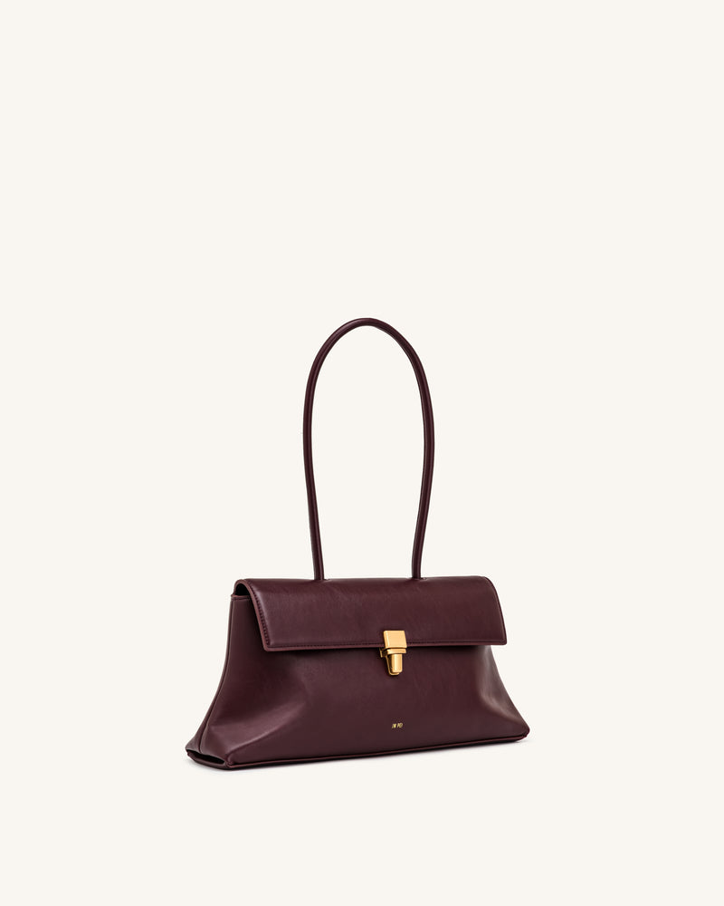 Selene Lock Flap Shoulder Bag - Burgundy