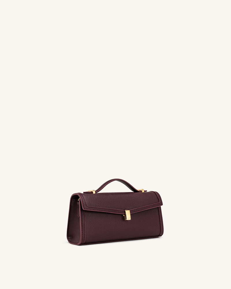 Delphine Saffiano Top Handle Bag - Deep Burgundy