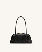 Aveline Woven Textured Shoulder Bag - Black