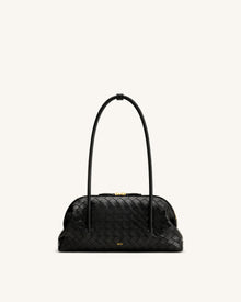 Aveline Woven Textured Shoulder Bag - Black