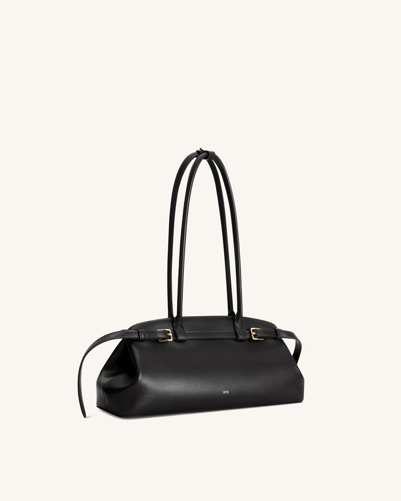 Arden Belt Detail East-West Shoulder Bag - Black