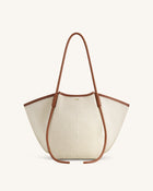 Nala Wide Tote Bag - Brown Canvas