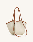 Nala Wide Tote Bag - Brown Canvas