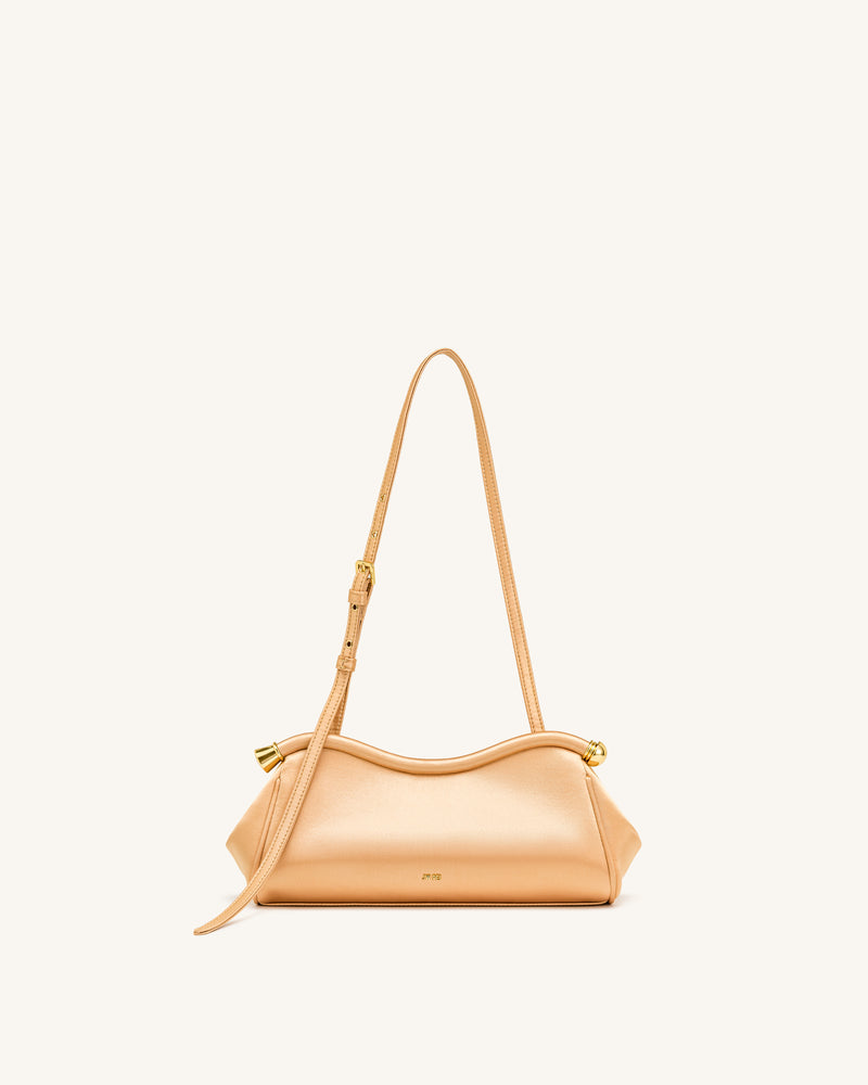 Naomi Satin Curved Shoulder Bag - Champagne Gold