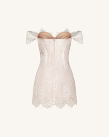 Off Shoulder Lace Mini Dress - White