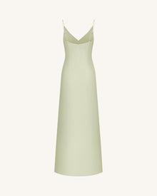 Iris Motif Satin Slip Gown - Light Green/Purple