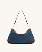 Jayla Metal Pendant Embellished Shoulder Bag - Blue Denim