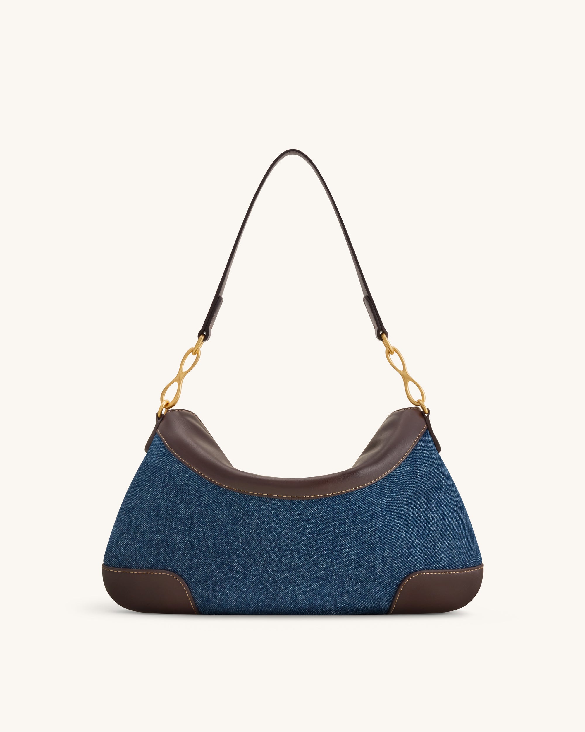 Jayla Metal Pendant Embellished Shoulder Bag - Blue Denim
