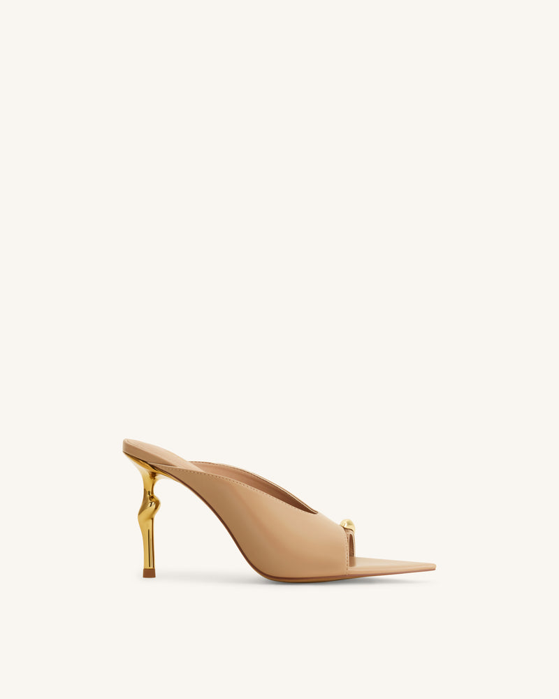 Noemi Pointed-Toe Mule Heels - Khaki