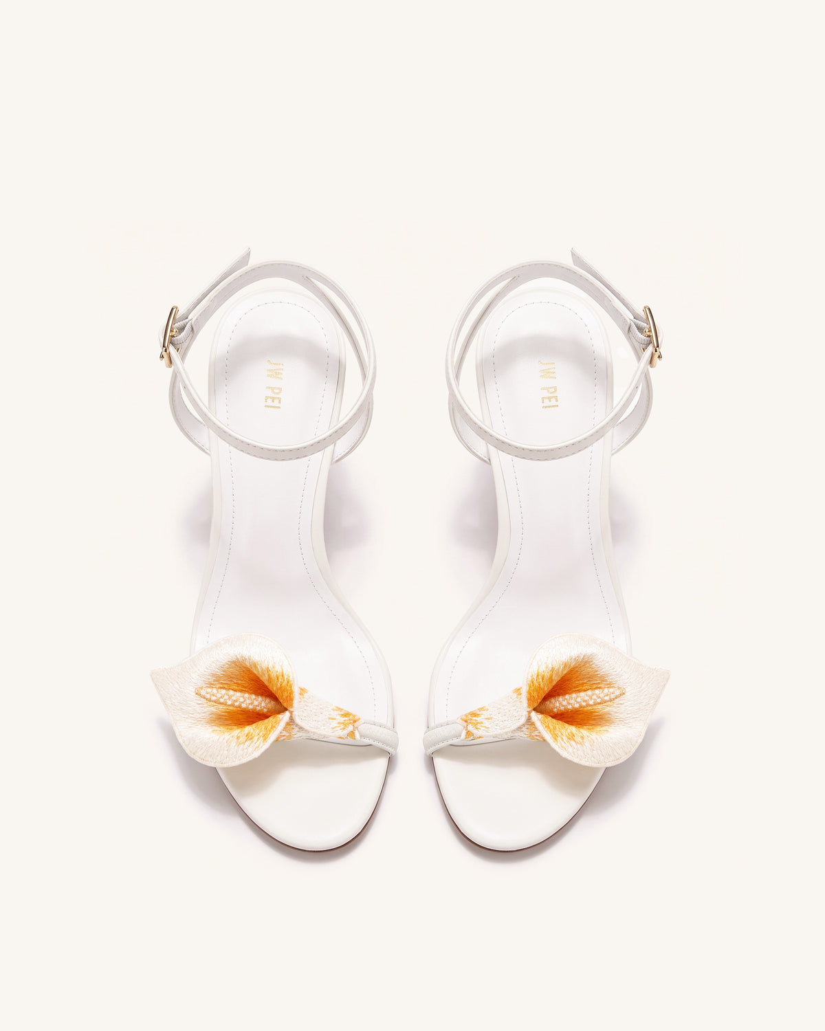Alivia Calla Lily Gold Metal Heel Sandals - White