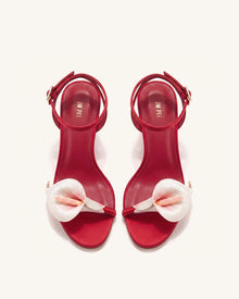 Alivia Calla Lily Gold Metal Heel Sandals - Red